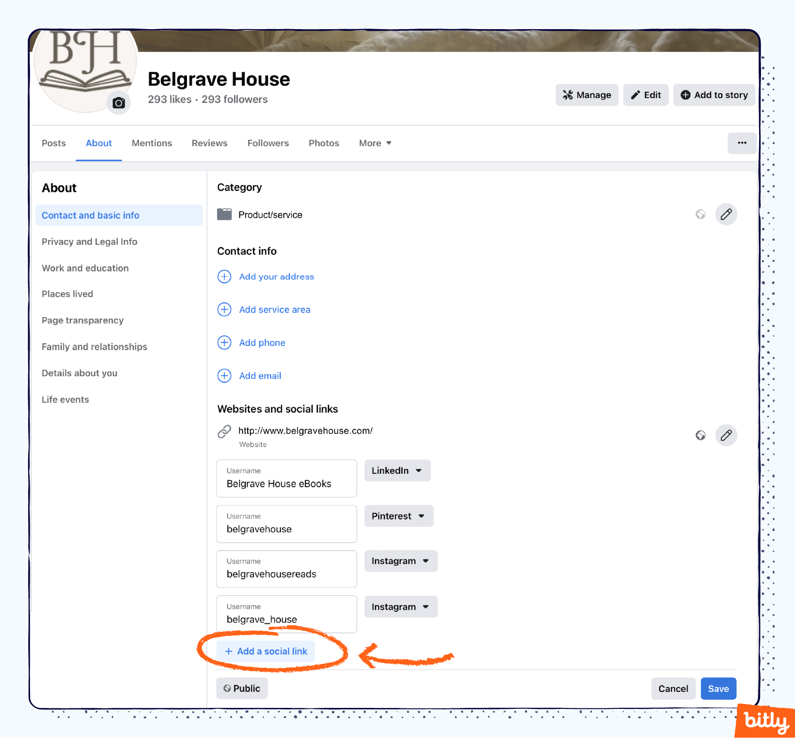 Los sitios web y la página de enlaces sociales en Facebook que te permiten añadir múltiples enlaces.