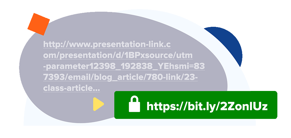 Una representación visual de un enlace largo y su equivalente abreviado.