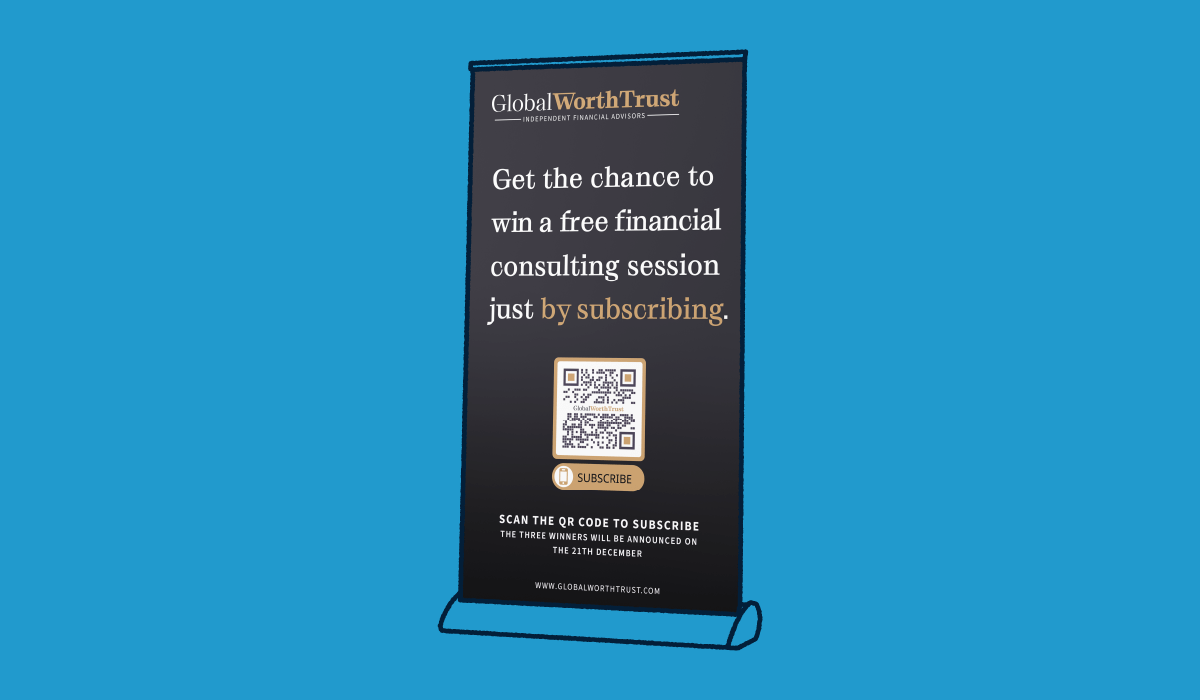 Financial advisor company's flyer ad with a qr code on it.