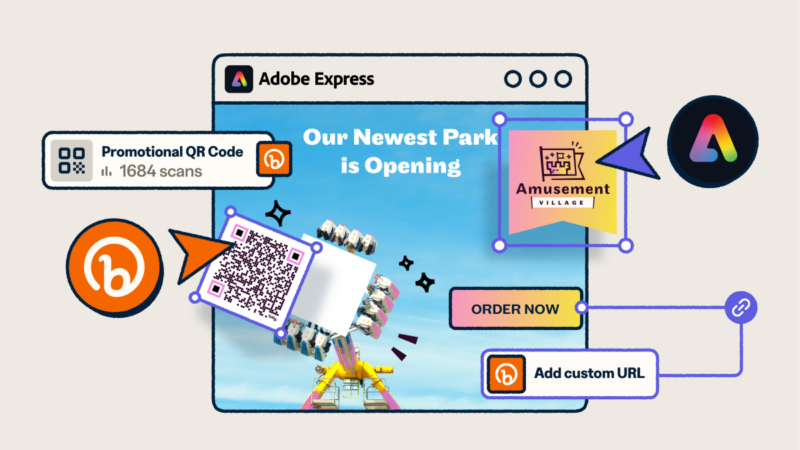 illustration showcasing the power of Bitly and Adobe Express combined