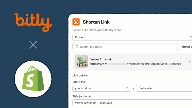 Screen within Shopify where Bitly integrates into the platform.