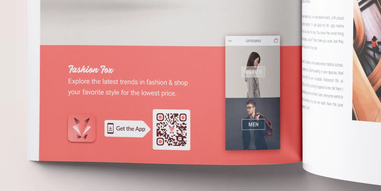 A QR Code in a fashion magazine that links to its app download.